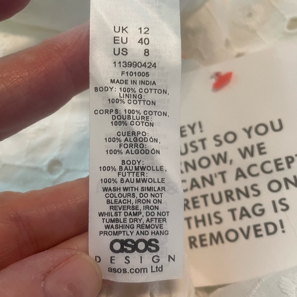 NWT ASOS ONE SHOULDER CUPPED EYELET MINI SUNDRESS IN WHITE Size 8 - Picture 13 of 16